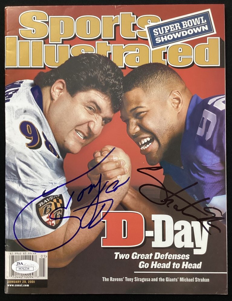 Michael Strahan Signed Sports Illustrated 1/29/01 NoLabel Tony Siragusa Auto JSA