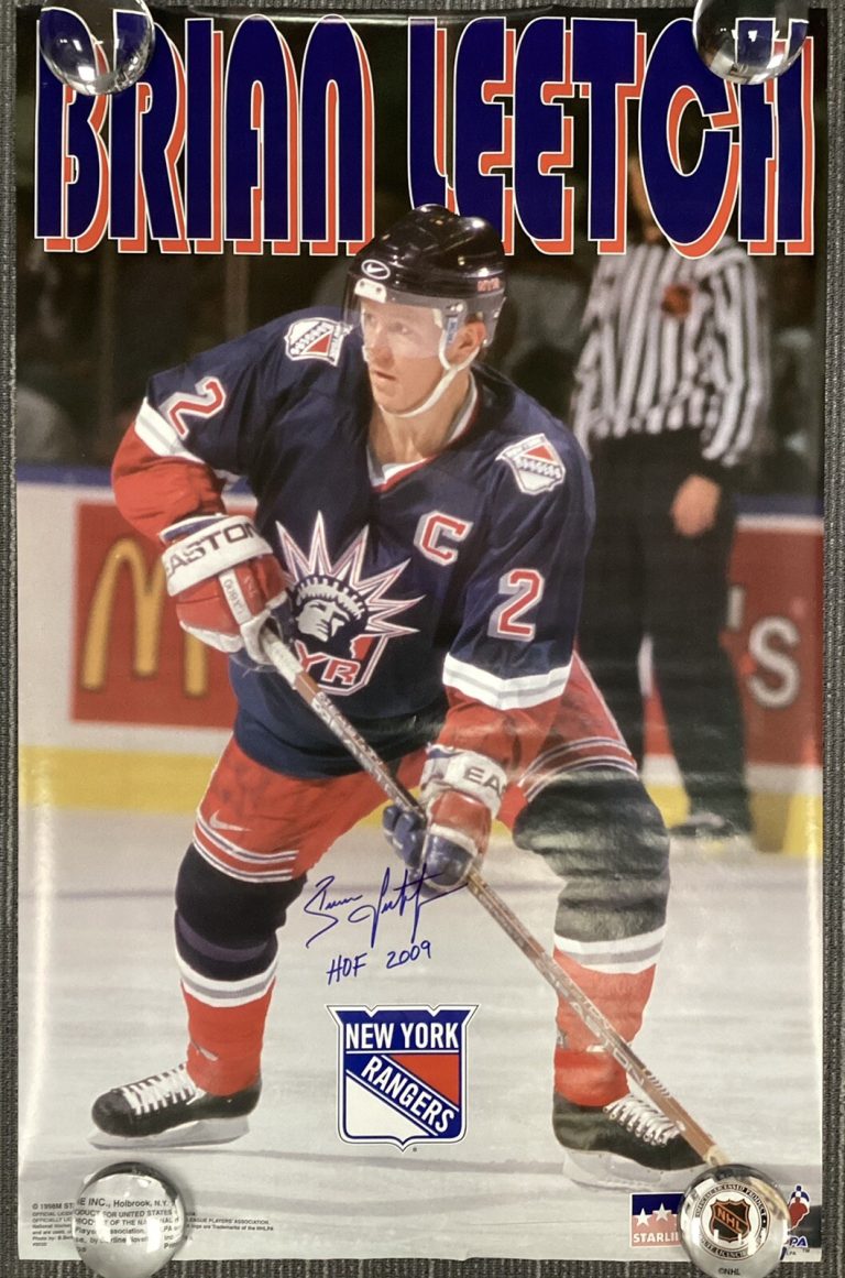 Brian Leetch Signed Poster NY Rangers Autograph Hockey HOF 2009 Inscription JSA