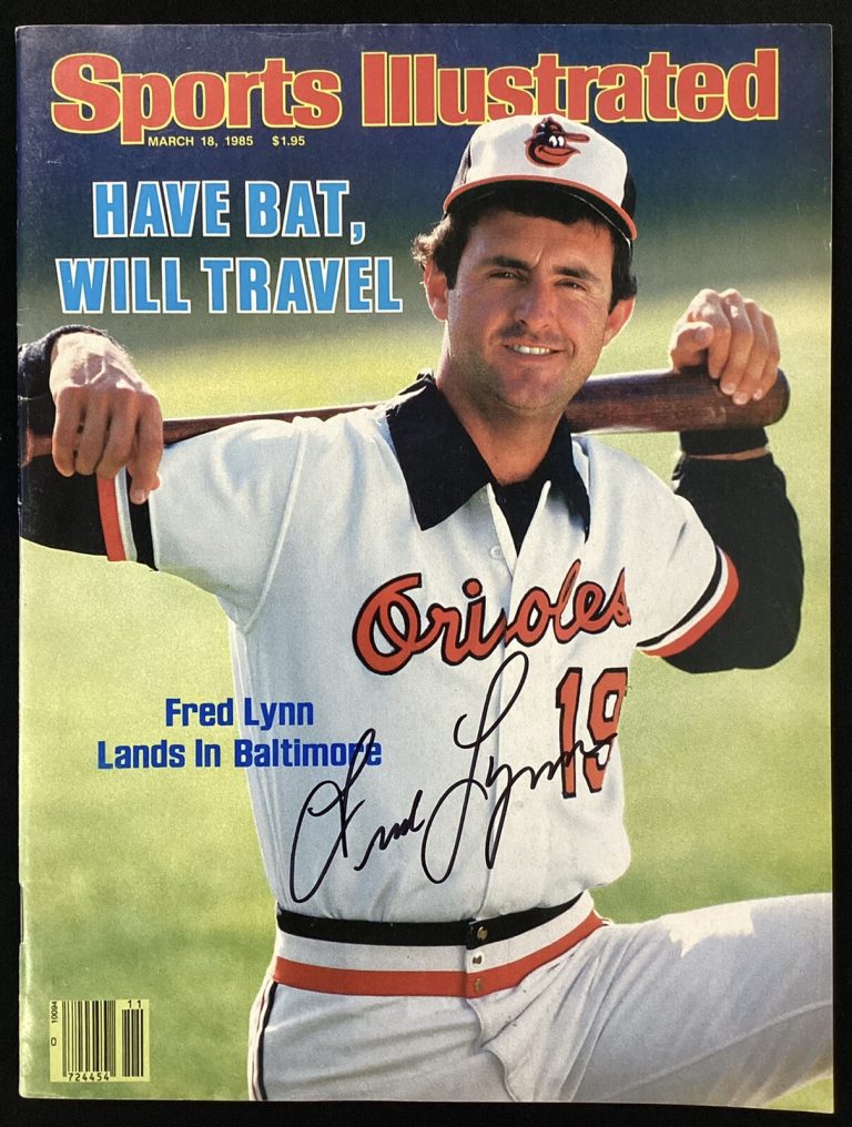 Fred Lynn Signed Sports Illustrated Mag 3/18/85 NO LABEL Orioles Autograph JSA