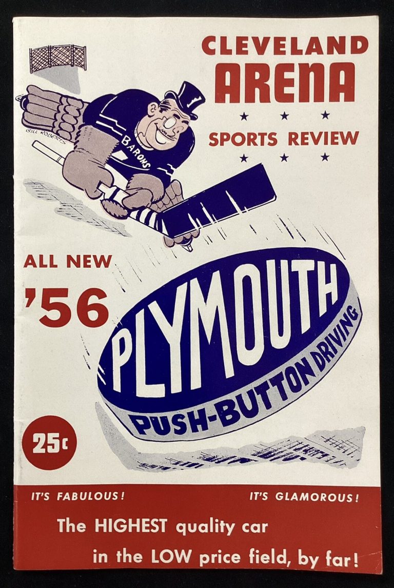 1955-56 Cleveland Barons Program AHL Hockey Cleveland Arena Sports Review Mag