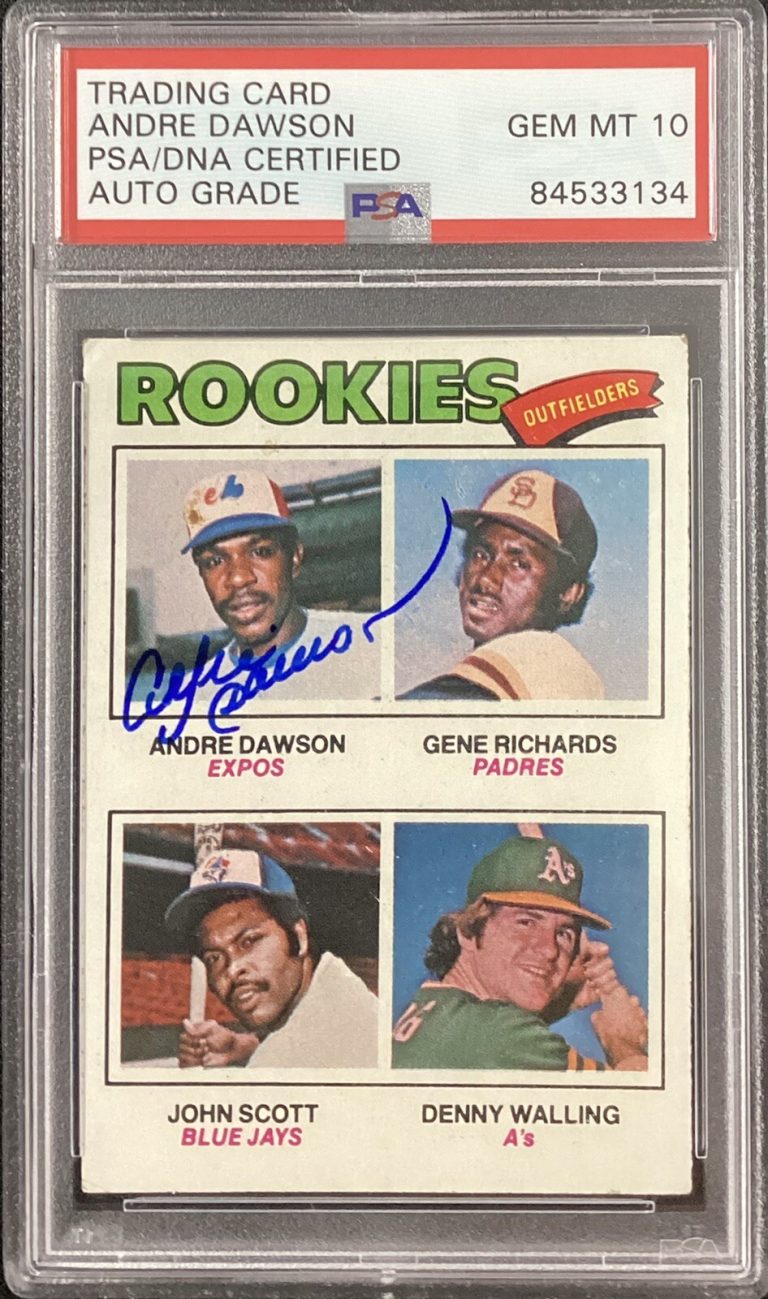 Andre Dawson Signed 1977 Topps #473 Rookie Card Expos Autograph PSA/DNA 10