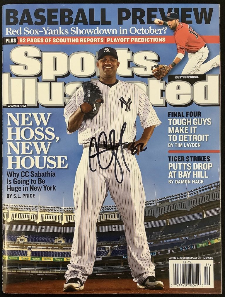 CC Sabathia Signed Sports Illustrated 4/6/09 No Label Baseball Yankees Auto JSA