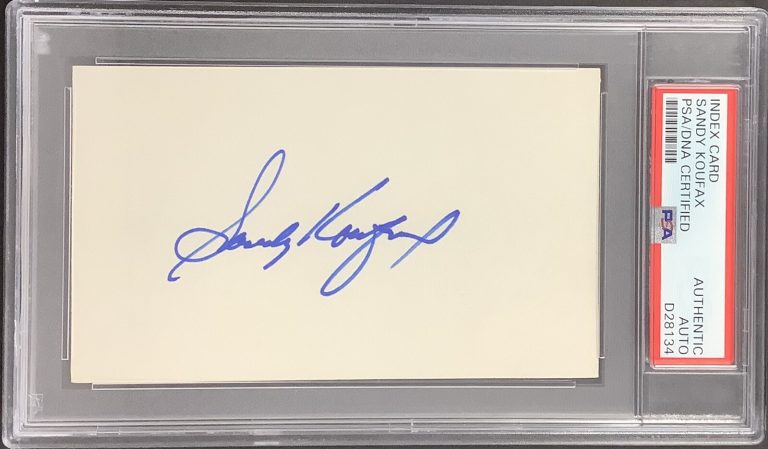 Sandy Koufax Signed Index Card Baseball Dodgers Autograph HOF CY WSC PSA/DNA 1