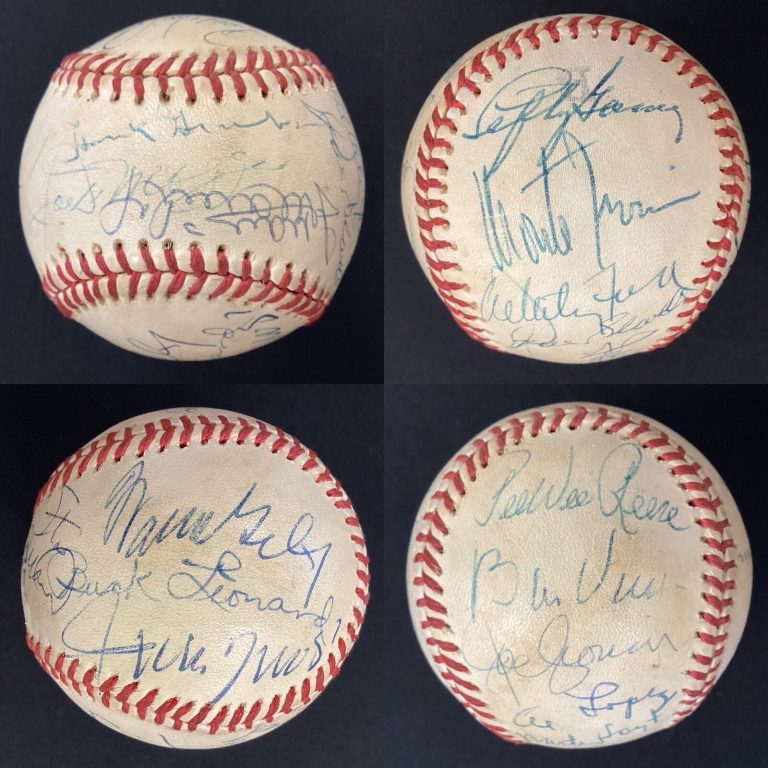 Hall of Famers Multi Signed Baseball CSF Joe DiMaggio Willie Mays +16 Autos JSA