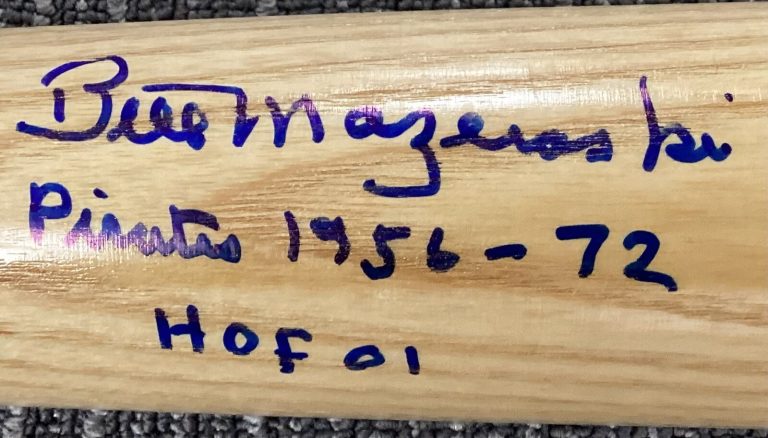 Bill Mazeroski Signed Baseball Bat Autograph Inscrip Pirates 1956-72 HOF 1 JSA