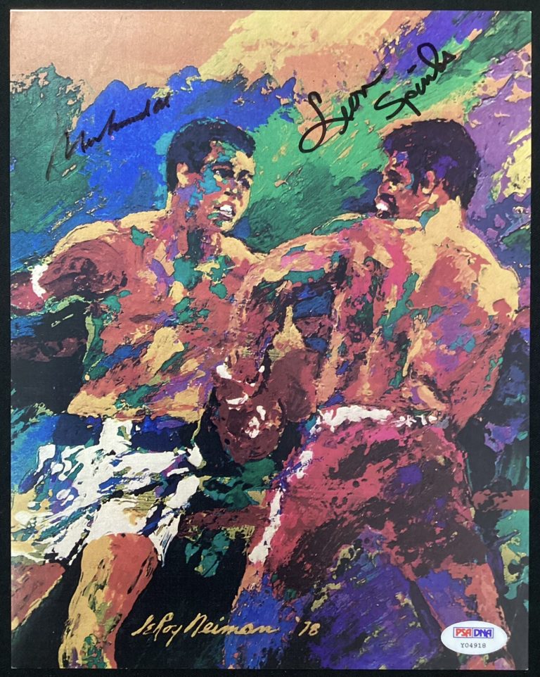 Muhammad Ali Signed Photo 8x10 Boxing HOF Leon Spinks Autograph Neiman PSA/DNA