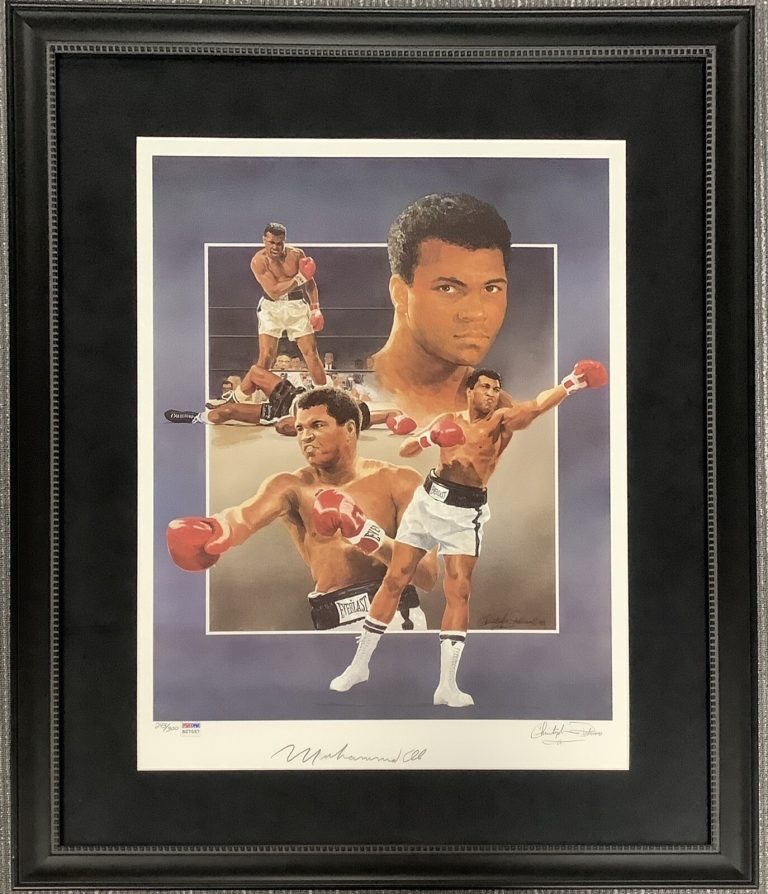 Muhammad Ali Signed Litho 18x24 LE Boxing Heavyweight Auto Framed HOF PSA/DNA