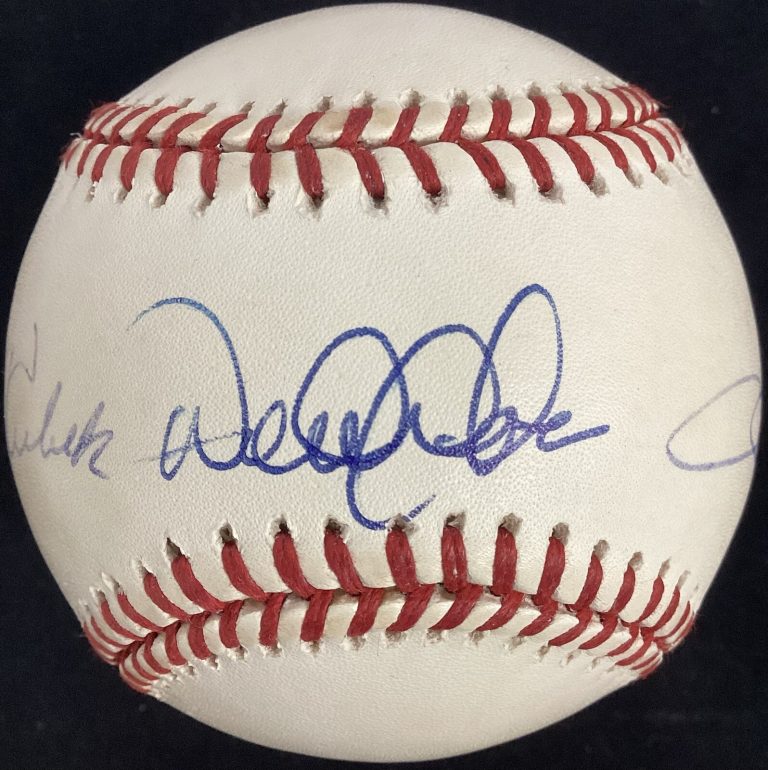 Derek Jeter Signed Baseball Tom Tresh Tony Kubek Auto JSA ROY Yankee Shortstops