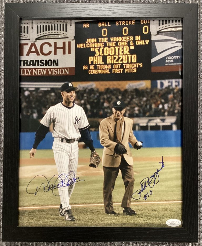 Derek Jeter Signed Photo 11x14 Phil Rizzuto HOF Auto 1996 WS Toss Framed JSA