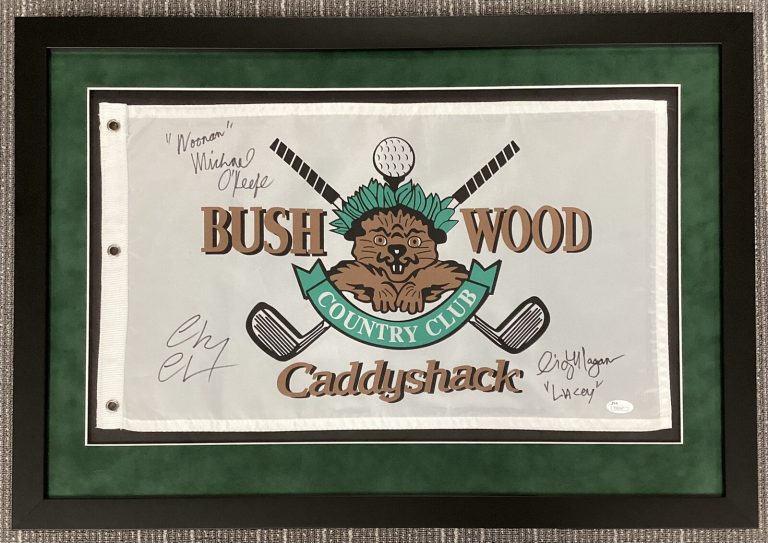 Chevy Chase Signed Golf Flag Caddyshack Bushwood Cindy Michael Auto Framed JSA