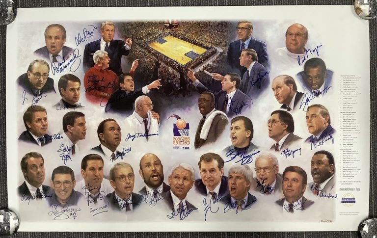 Basketball Coaches for Cancer Signed Poster 38x24 Mike Krzyzewski Auto +27 PSA