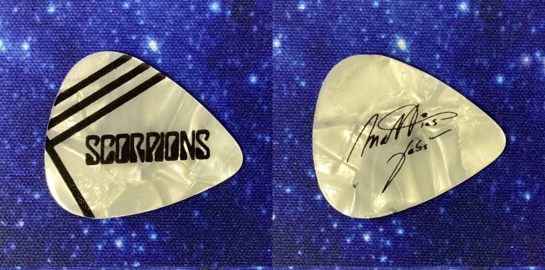 Scorpions Band Guitar Pick Pearl Matthias Jabs Custom Sig Model 1999Tour Vintage