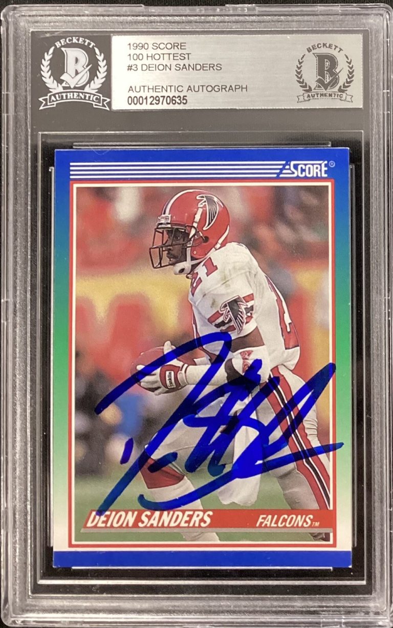 Deion Sanders Signed 1990 Score #3 Football Card Falcons Autograph HOF PSA/DNA