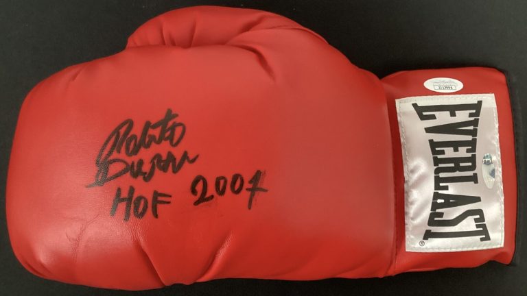 Roberto Duran Signed Boxing Glove Everlast Autograph Inscription HOF 2007 JSA