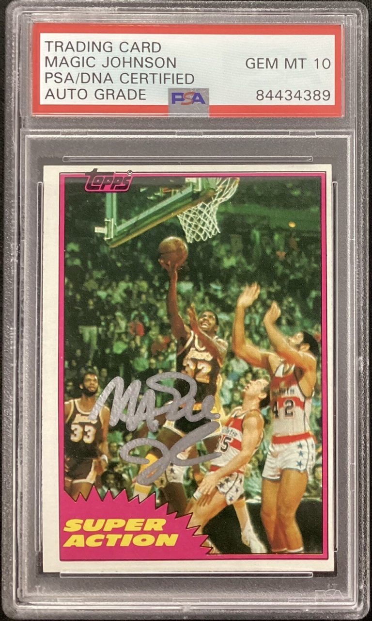Magic Johnson Signed 1981 Topps Super Action #109 Lakers HOF PSA/DNA Auto Gem 10