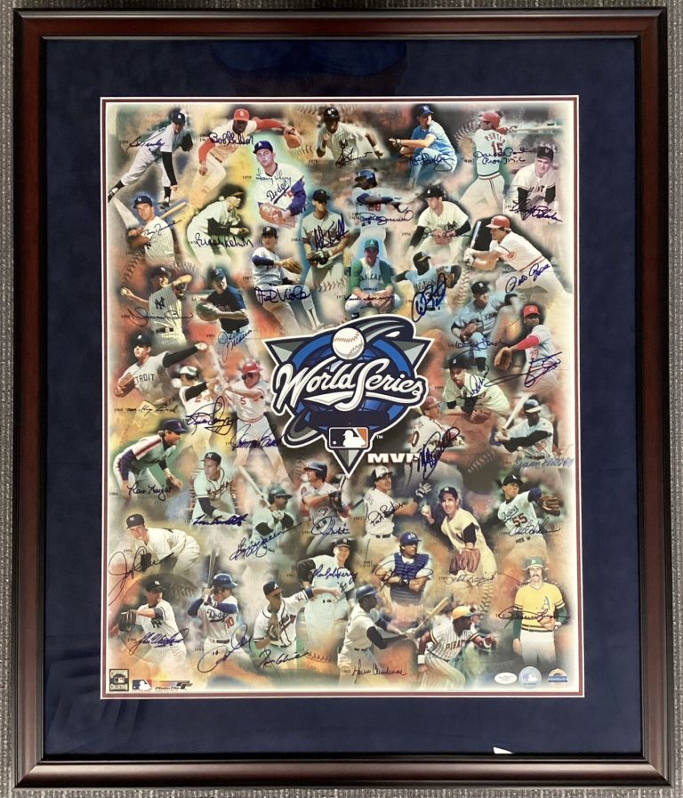 World Series MVPs Signed Print 22x28 M Schmidt Gibson Bench +38 Autos Framed JSA