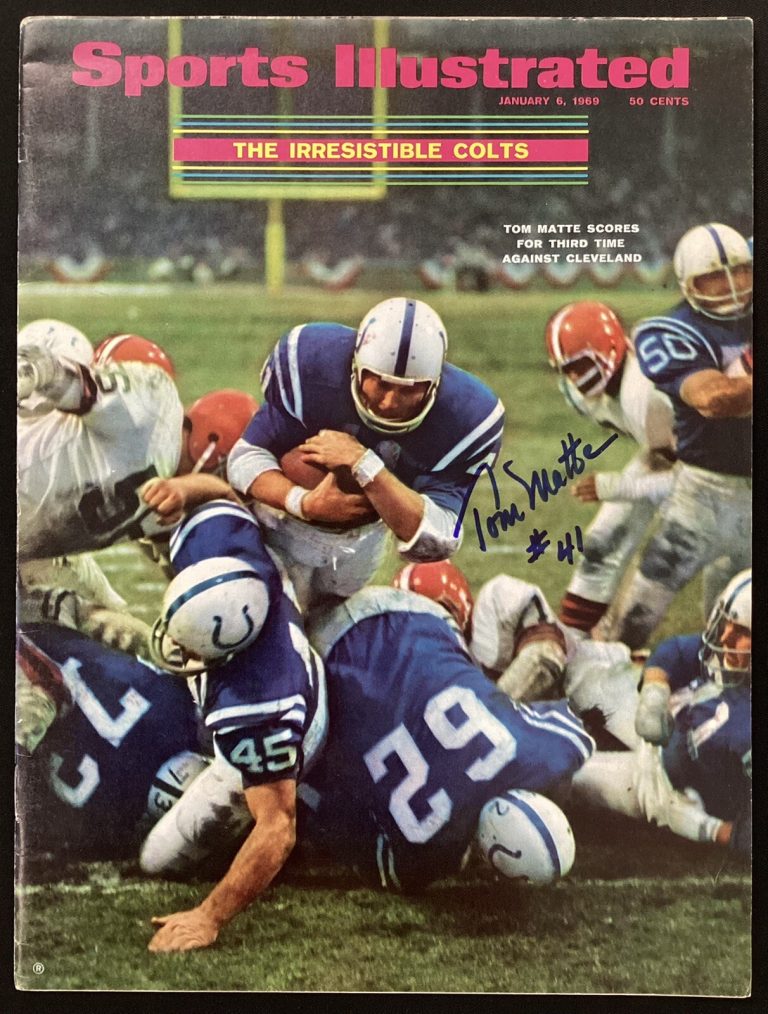 Tom Matte Signed Sports Illustrated 1/6/69 No Label Baltimore Colt Autograph JSA