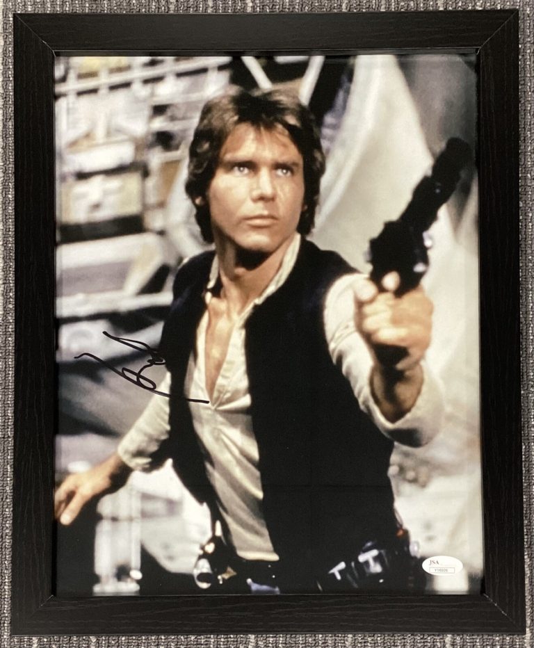 Harrison Ford Signed Photo 11x14 Star Wars Gun Han Solo Autograph Framed PSA/DNA