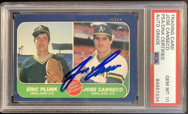 Jose Canseco Signed 1986 Fleer #649 Rookie Card RC A’s Auto PSA/DNA GEM MT 10