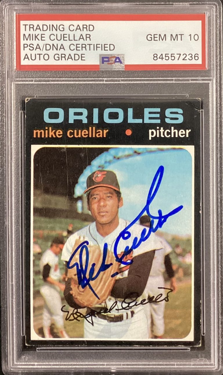 Mike Cuellar Signed 1971 Topps #170 Baseball Card Orioles PSA/DNA Auto Gem Mt 10