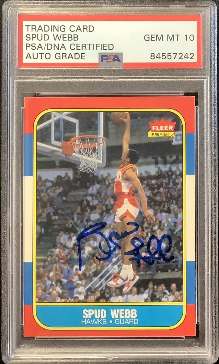 Spud Webb Signed 1996 Fleer #120 Basketball Card Hawks Auto PSA/DNA Gem MT 10