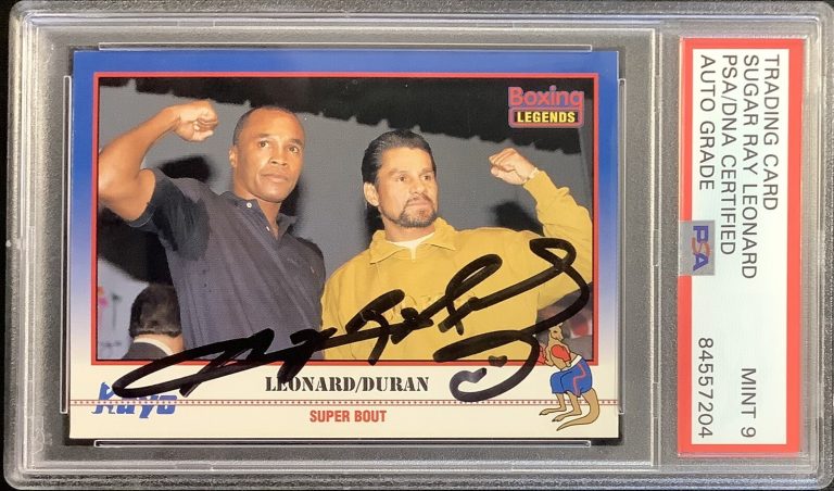Sugar Ray Leonard Signed 1991 Kayo #037 Boxing Card Welterweight PSA/DNA Auto 9