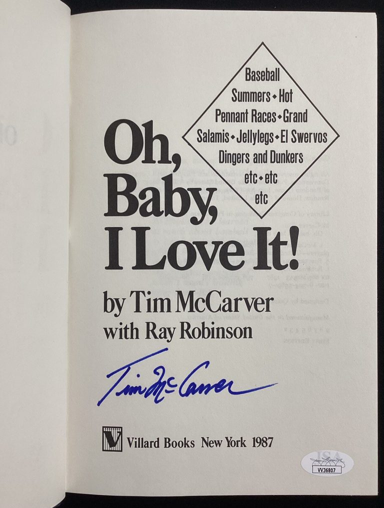Tim McCarver Oh Baby I Love It HCB Baseball Cardinals Auto Fox Sportscaster JSA