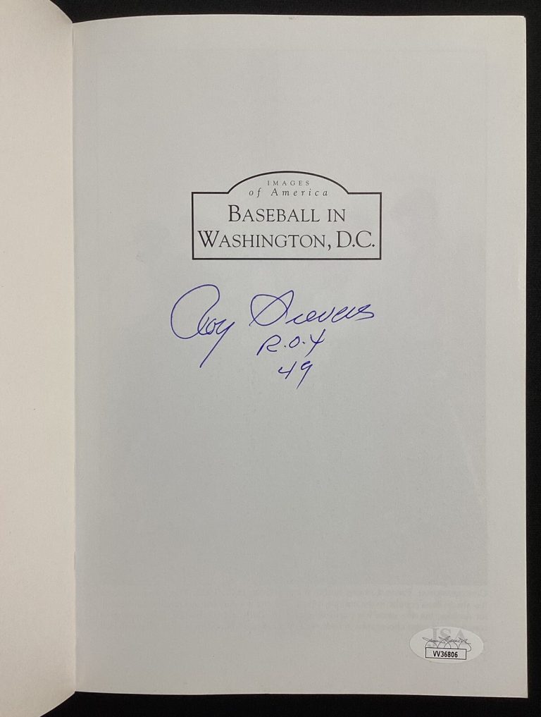 Roy Sievers Signed Book Baseball in Washington SCB Auto ROY 49 Inscription JSA
