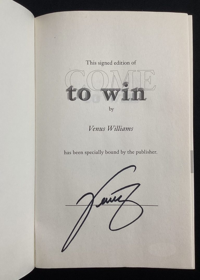 Venus Williams Signed Book Come To Win HCB Tennis Cup Autograph Grand Slam JSA