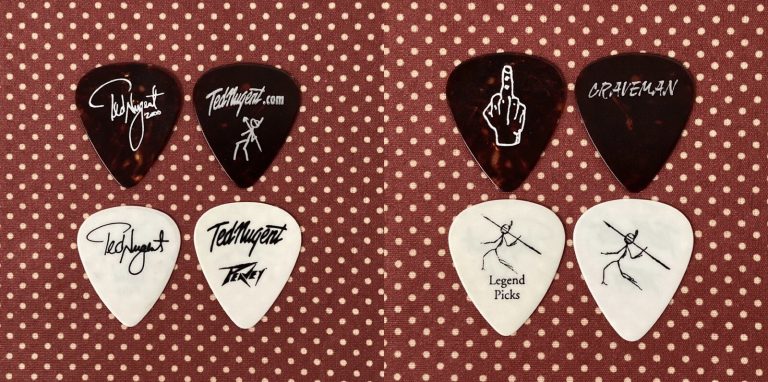 Ted Nugent Guitar Pick Lot of 4 Sig Model 00 Rock Never Sleeps 02 Craveman Tour
