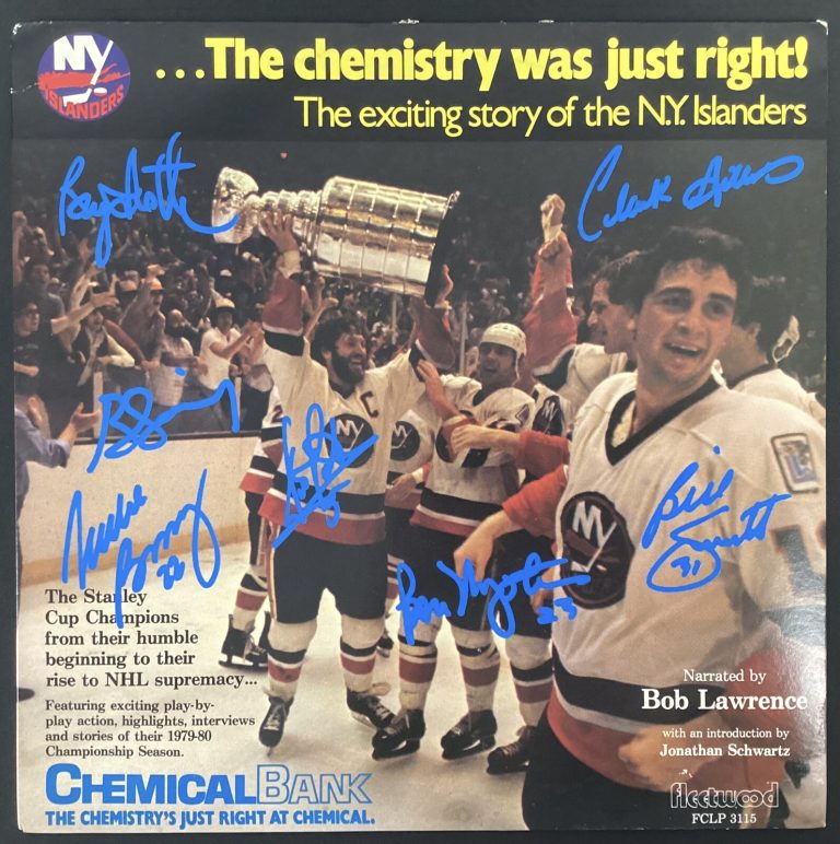 Mike Bossy Signed Vinyl Album Islanders Hockey Potvin Smith Trottier Autos + JSA