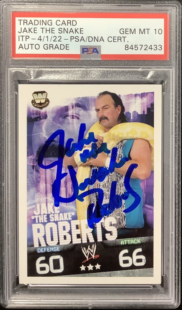 Jake Roberts Signed 2009 Topps Wrestling Card Ins Auto HOF WWE PSA/DNA GEM MT 10