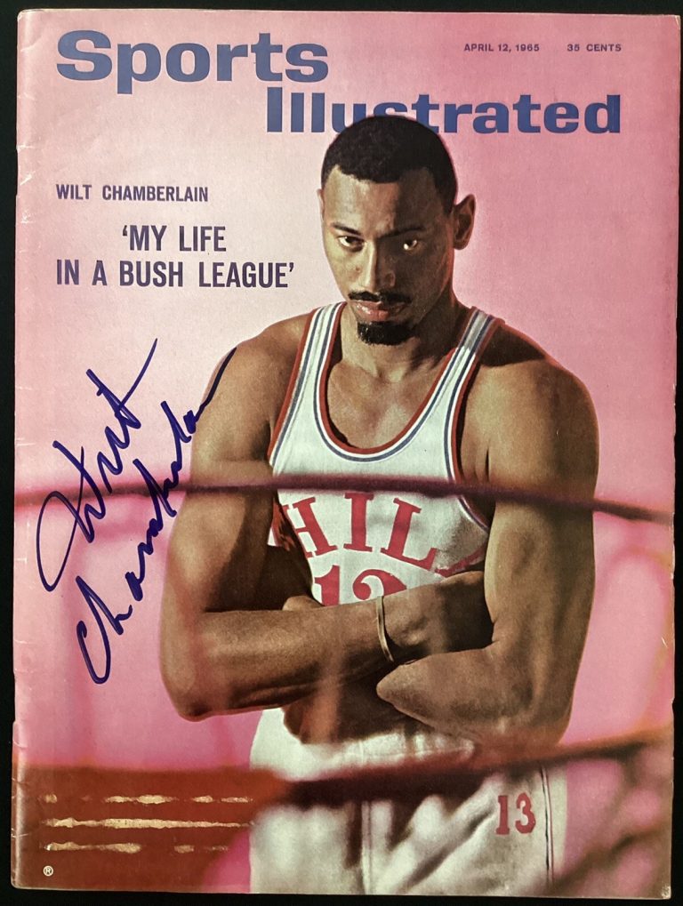Wilt Chamberlain Signed Sports Illustrated 4/12/65 Basketball 76ers Auto HOF JSA