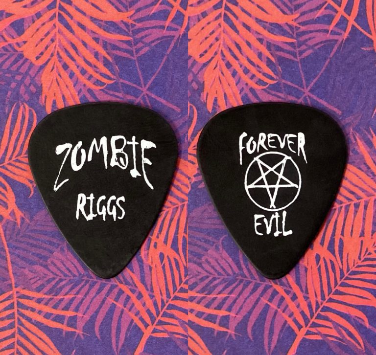 White Rob Zombie Guitar Pick Mike Riggs Forever Evil Custom Model 98 Solo Tour