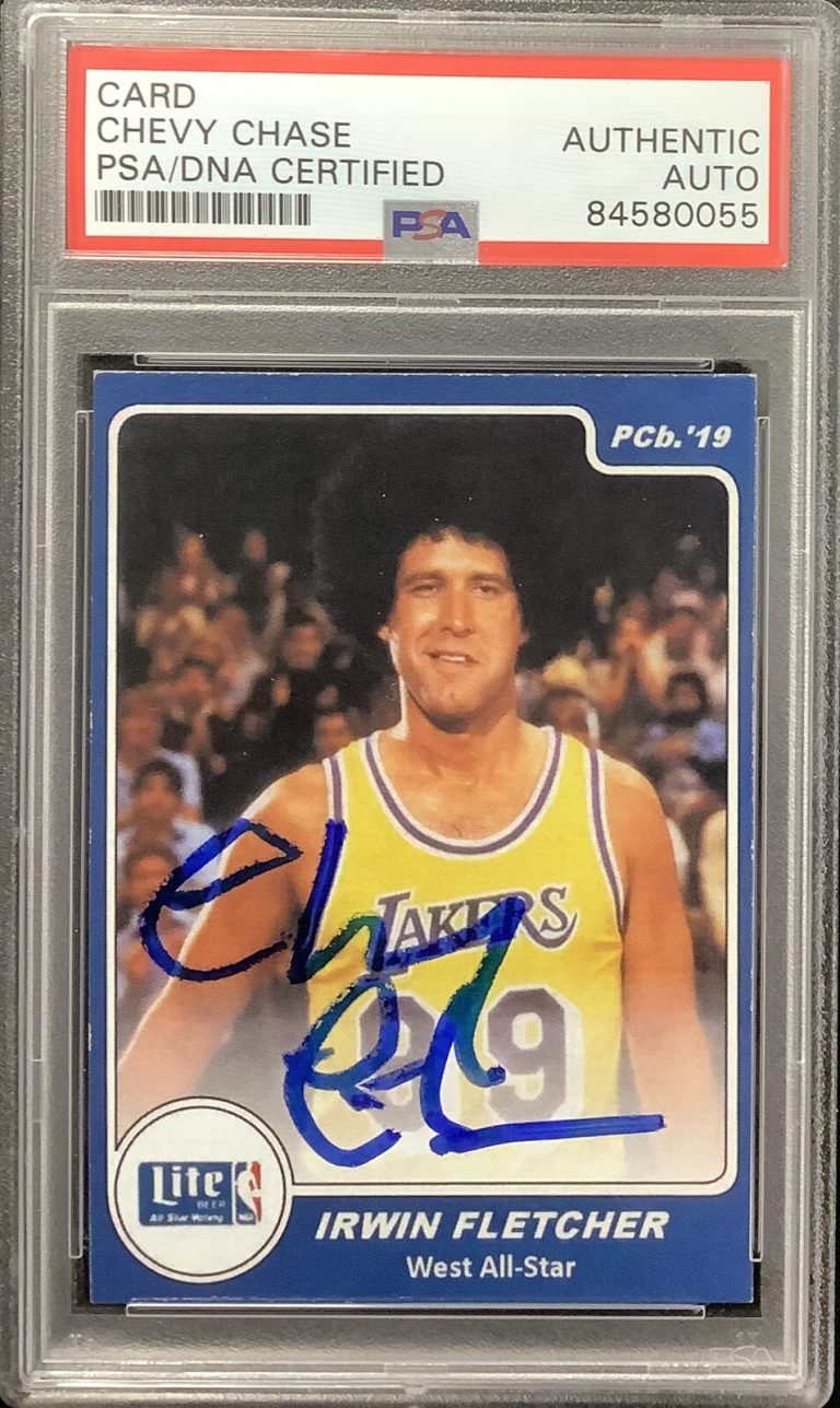 Chevy Chase Signed Card Irwin Fletch Fletcher Lakers Auto Lite Beer PSA/DNA 1