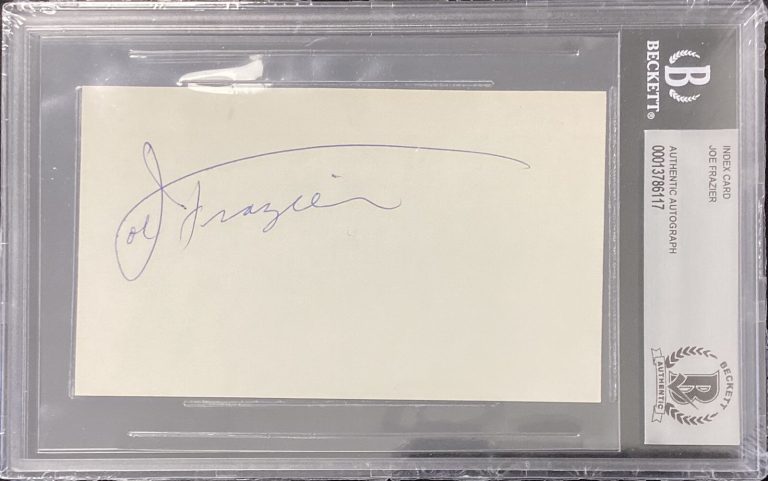 Smokin Joe Frazier Signed Index Card Boxing HOF Autograph Olympic Gold Champ BAS