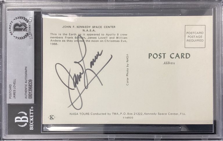 James Lovell Signed Postcard NASA Apollo 8 Gemini Space Autograph Vintage BAS