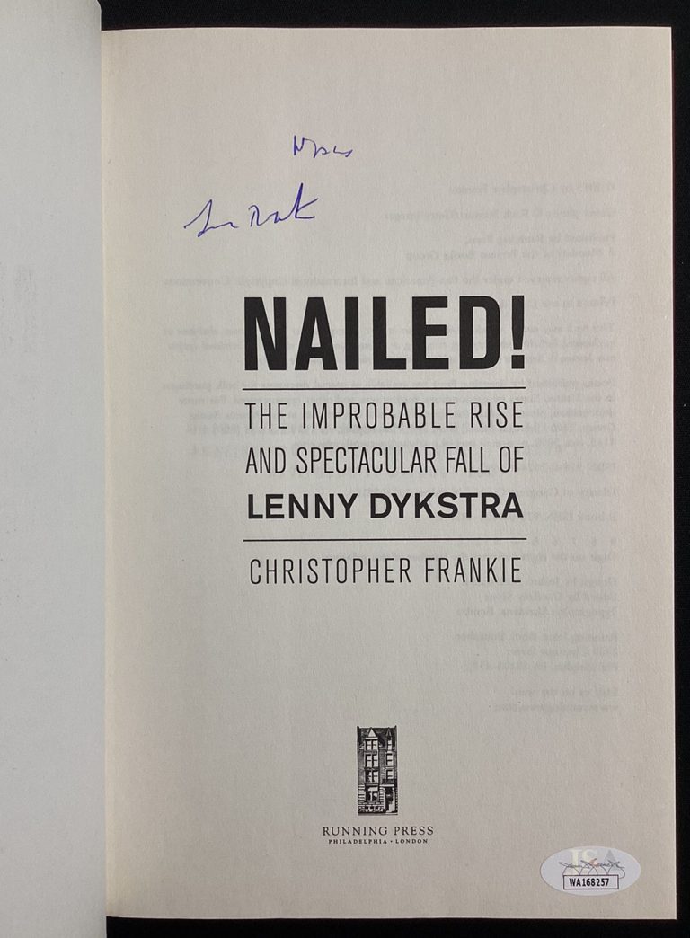 Lenny Dykstra Signed Book Nailed! HCB Baseball New York Mets Autograph JSA #2