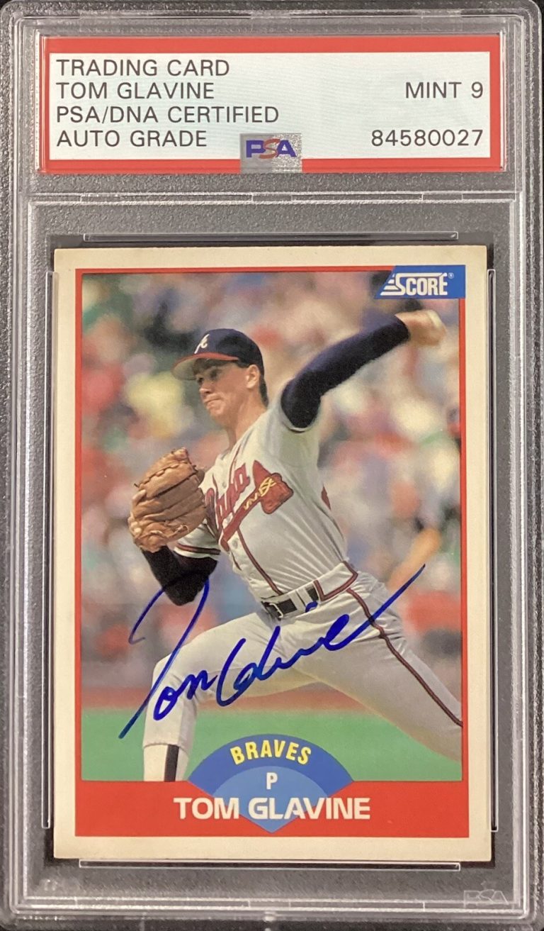 Tom Glavine Signed 1989 Score #442 Baseball Card Braves HOF PSA/DNA Auto Mint 9