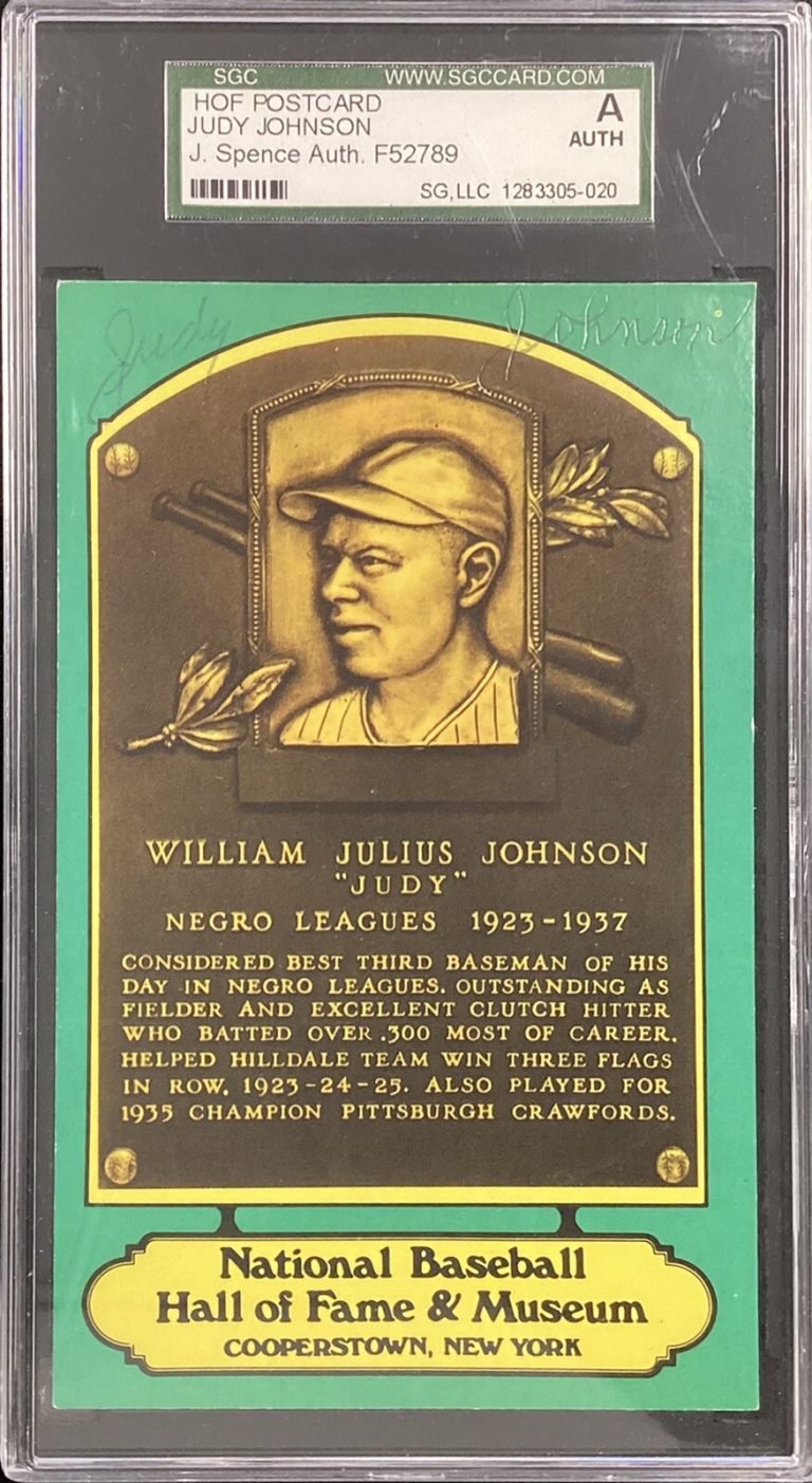 Judy Johnson Signed Plaque DexterPress Hilldale Club HOF Grays Autograph JSA SGC