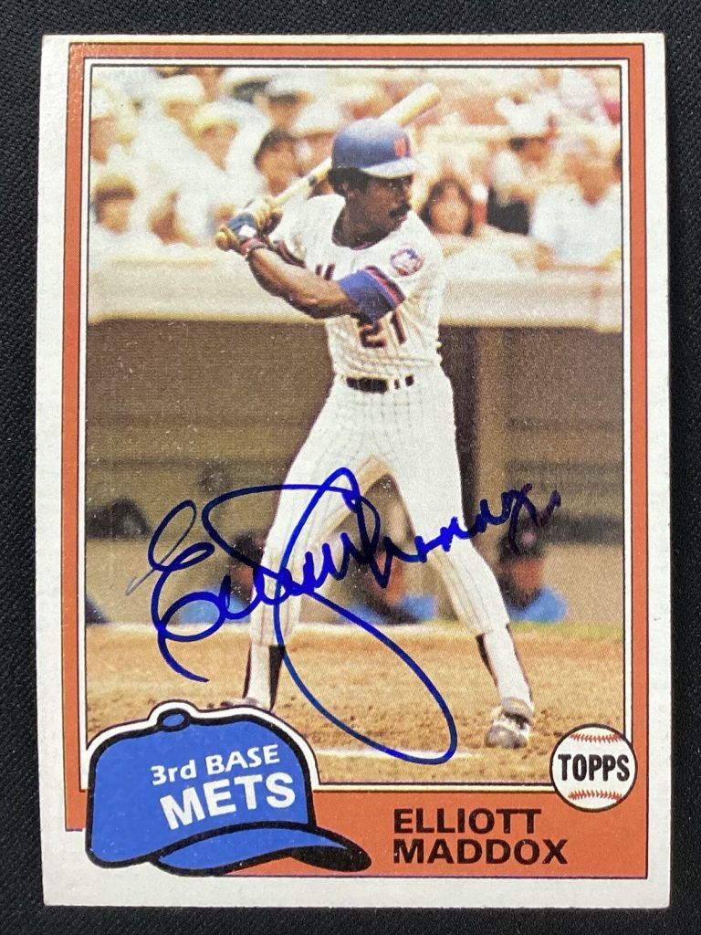 Elliott Maddox Signed 1981 Topps #299 Baseball Card NY Mets Autograph TPG