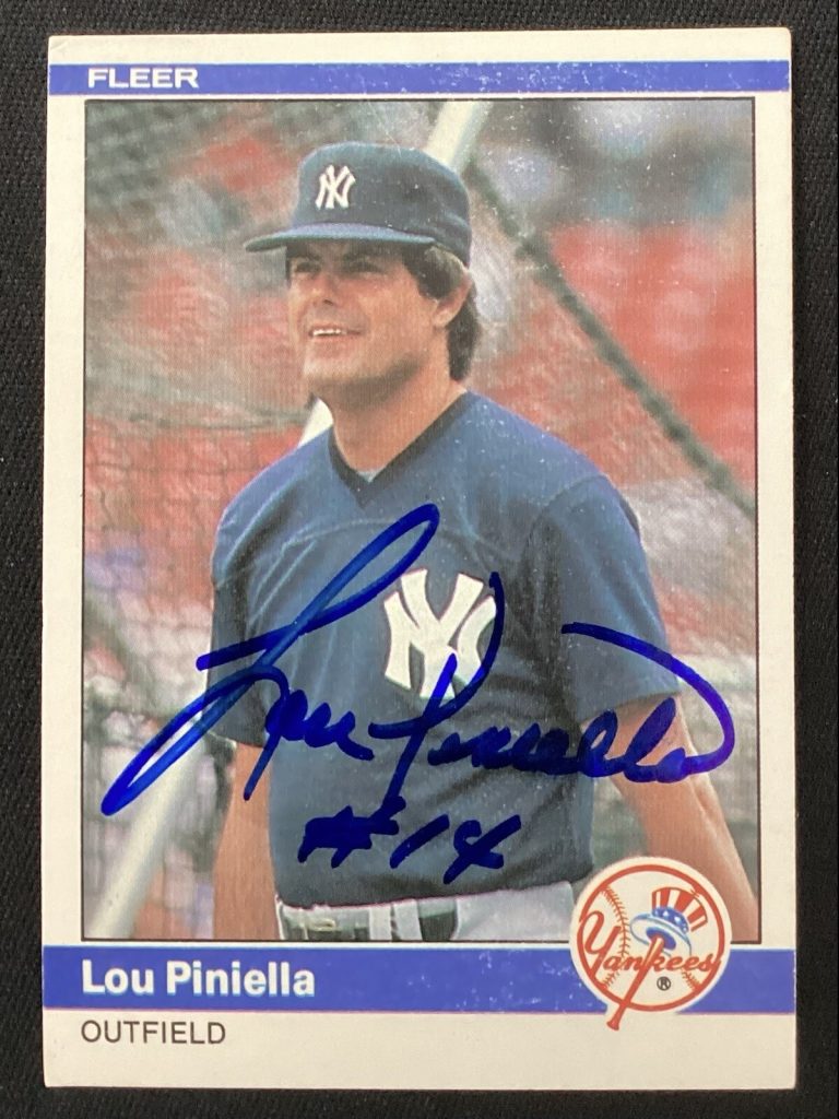 Lou Piniella Signed 1984 Fleer #136 Baseball Card NY Yankees Autograph TPG