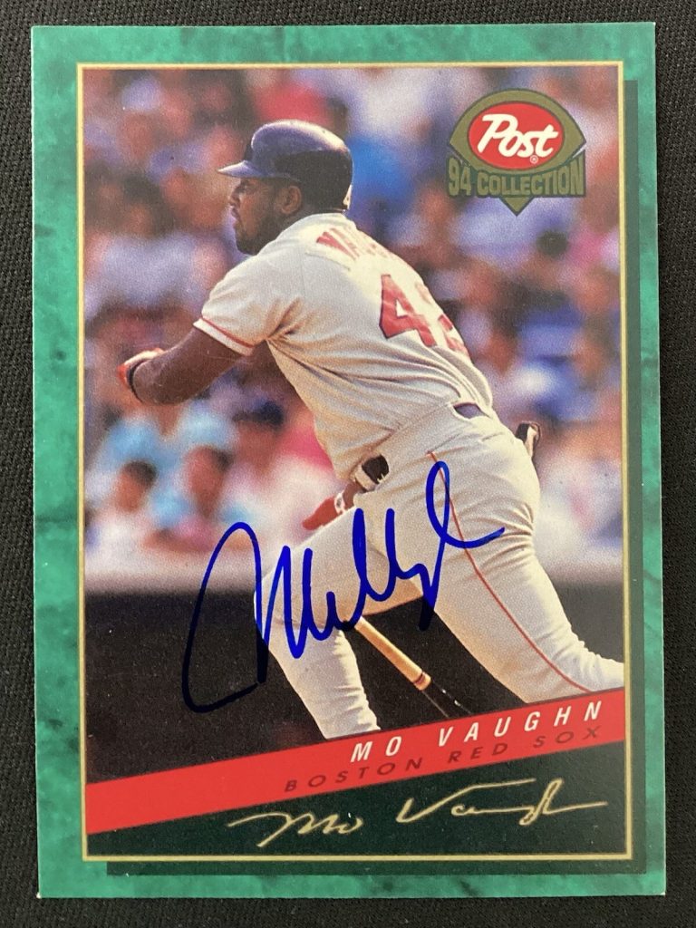 Mo Vaughn Signed 1994 Post Cereal #8 Baseball Card Boston Red Sox Autograph TPG