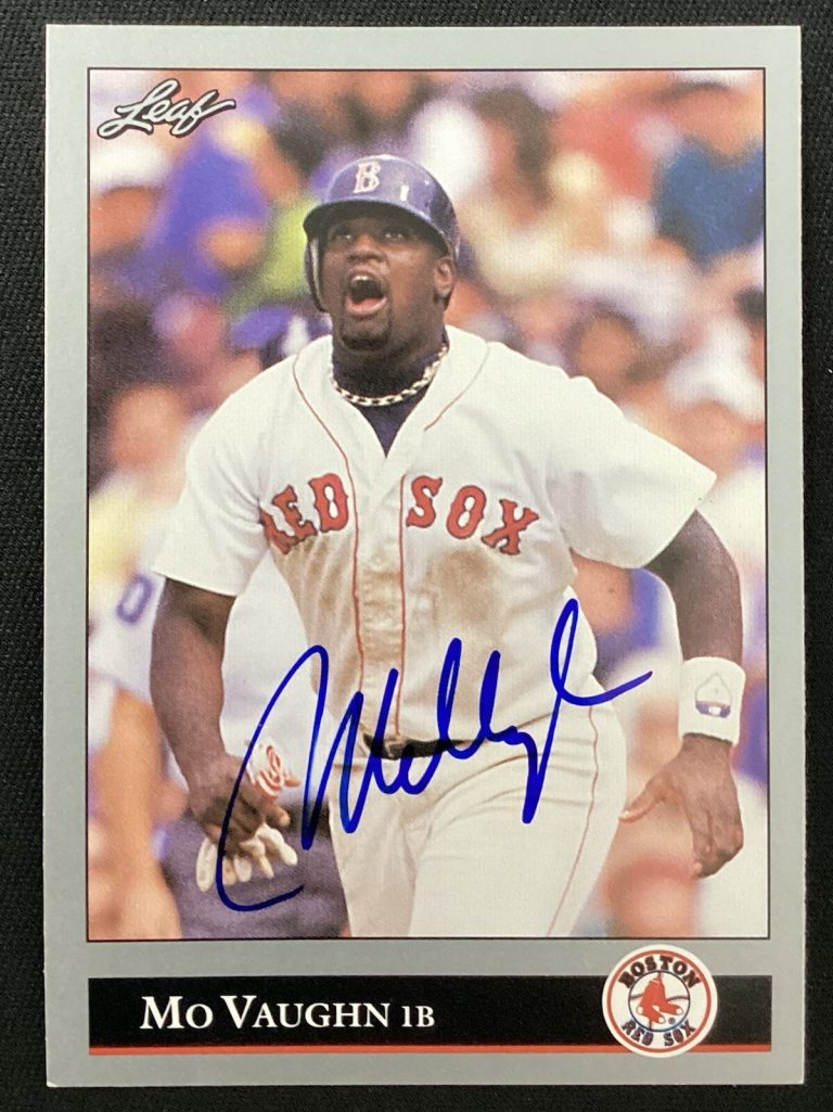 Mo Vaughn Signed 1992 Leaf #103 Baseball Card Boston Red Sox Autograph TPG
