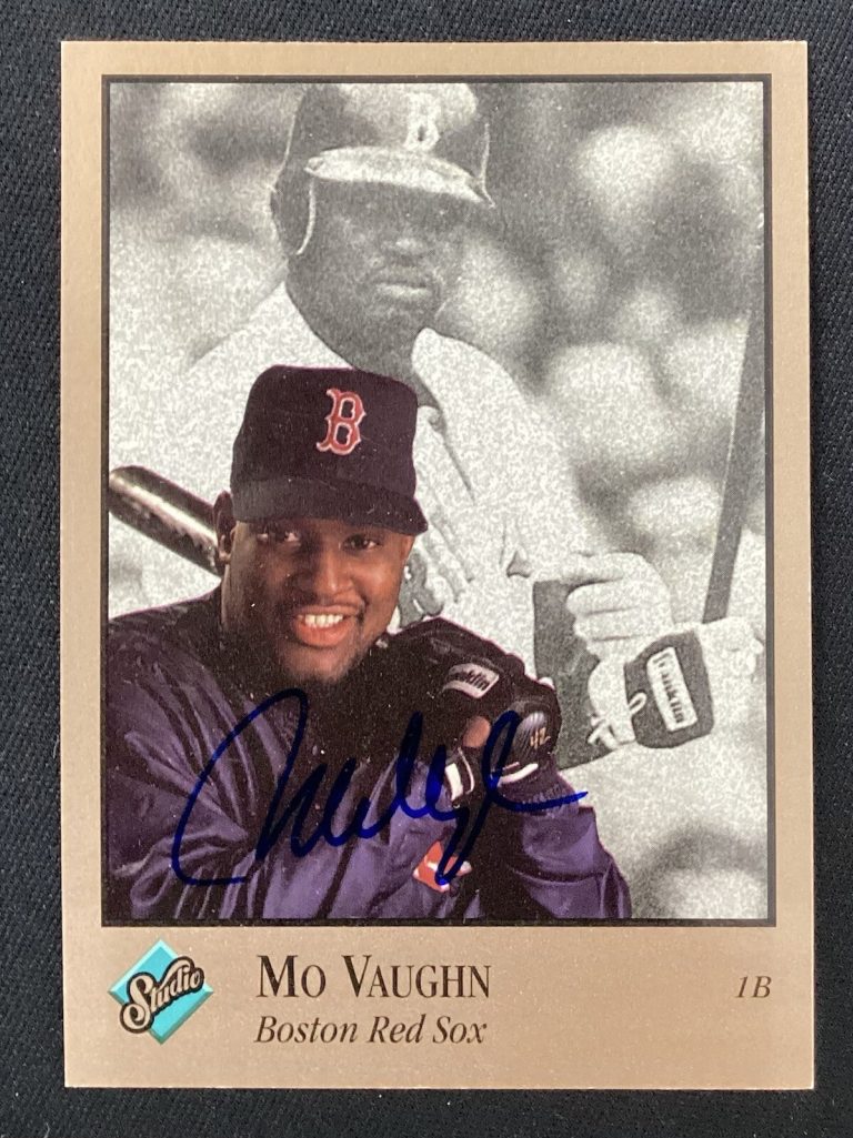 Mo Vaughn Signed 1992 Leaf Studio #139 Baseball Card Red Sox Autograph TPG