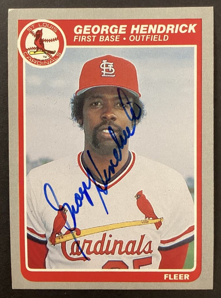 George Hendrick Signed 1985 Fleer #225 Baseball Card STL Cardinals Autograph TPG