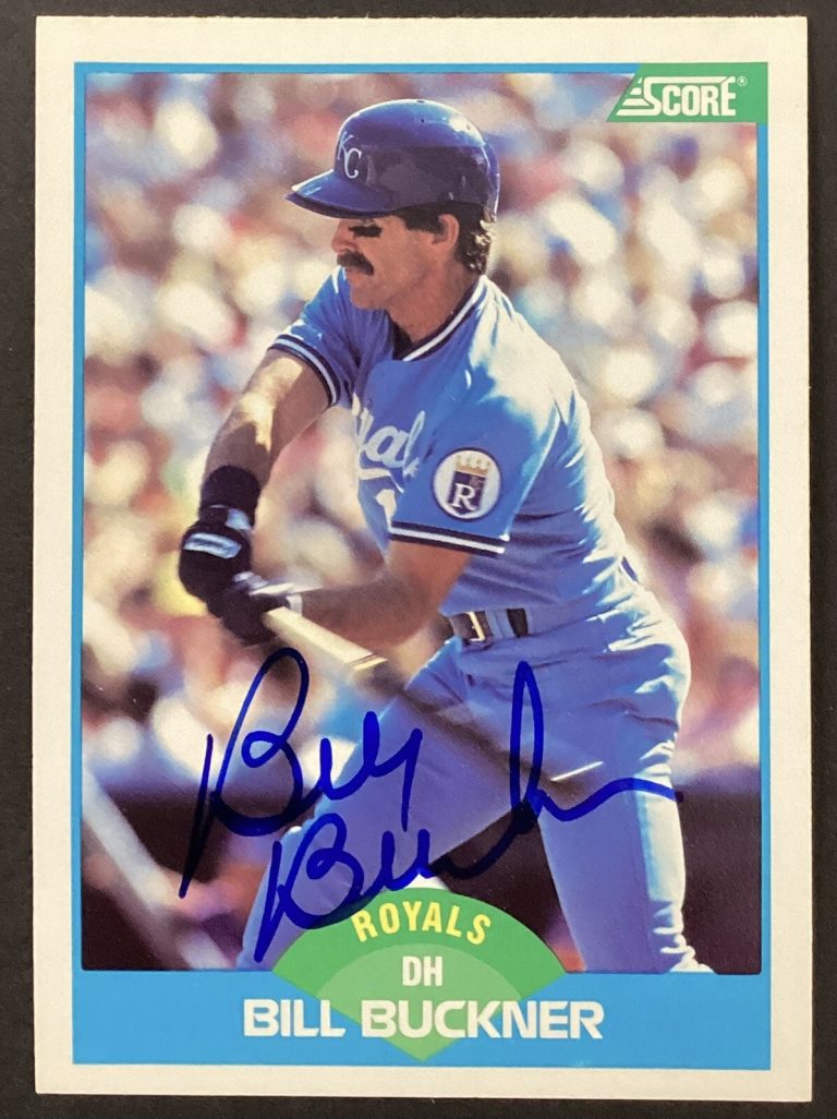 Bill Buckner Signed 1989 Score #214 Baseball Card KC Royals Cubs Autograph TPG