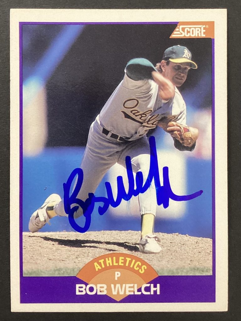 Bob Welch Signed 1989 Score #308 Baseball Card Athletics Dodgers Autograph TPG