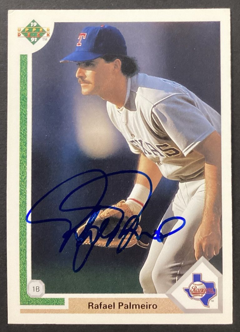 Rafael Palmeiro Signed 1991 Upper Deck  #474 Baseball Card Texas Autograph TPG