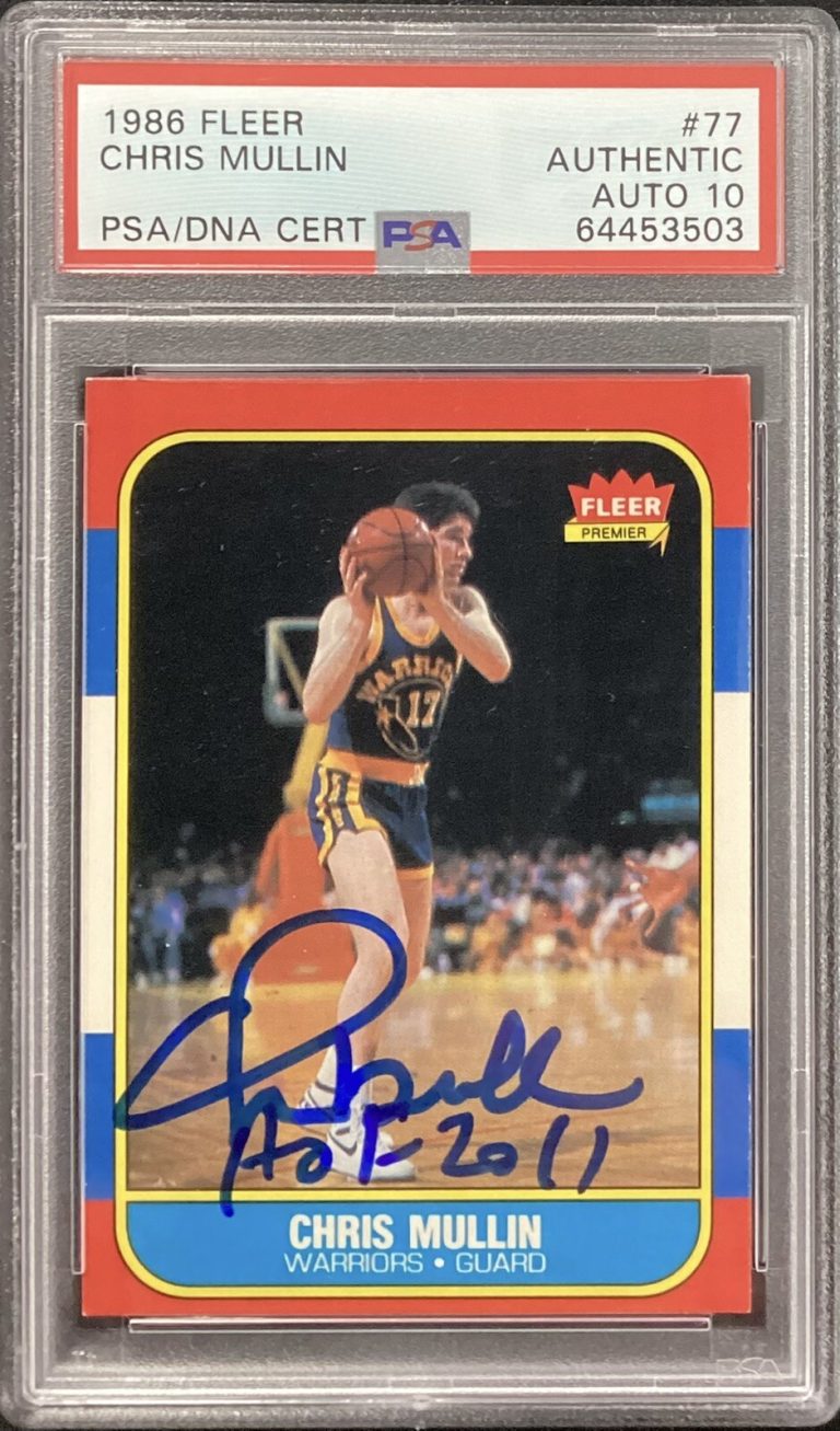 Chris Mullin Signed 1986 Fleer #77 Basketball Card Insc 2011 HOF PSA/DNA Auto 10